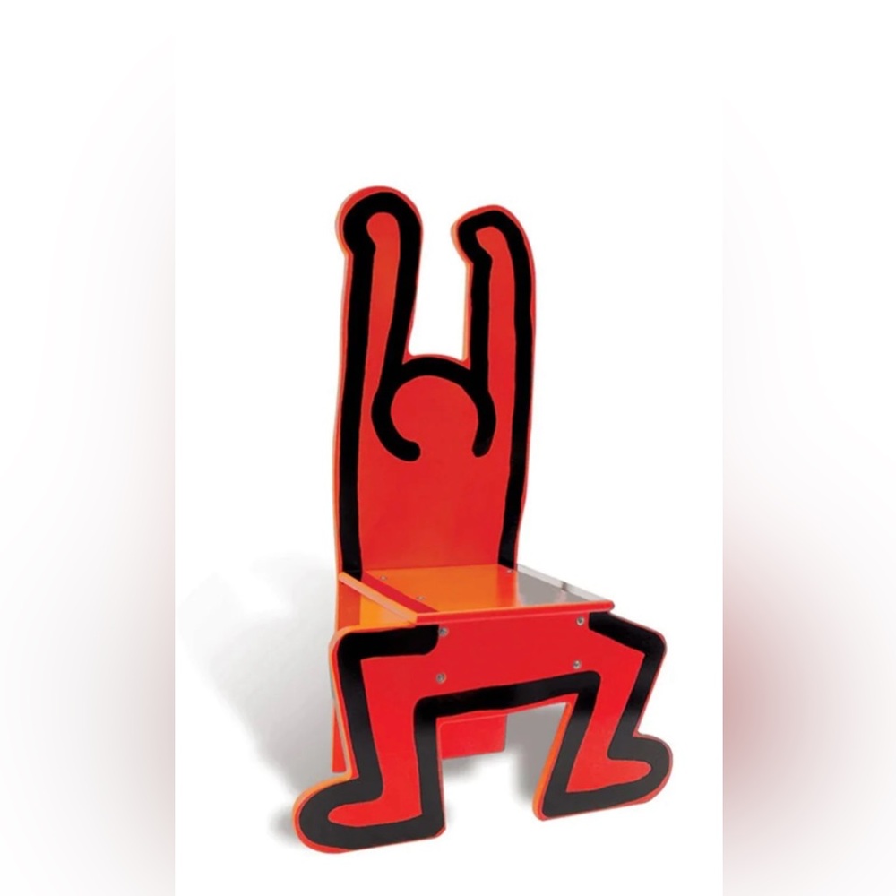 KEITH HARING x Vilac France Child's Chair Pop Art Multiple Solid Wood Red *NIB*